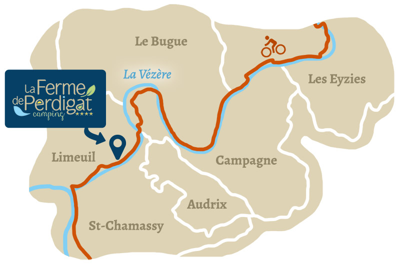 Carte voie verte vélo Vézère